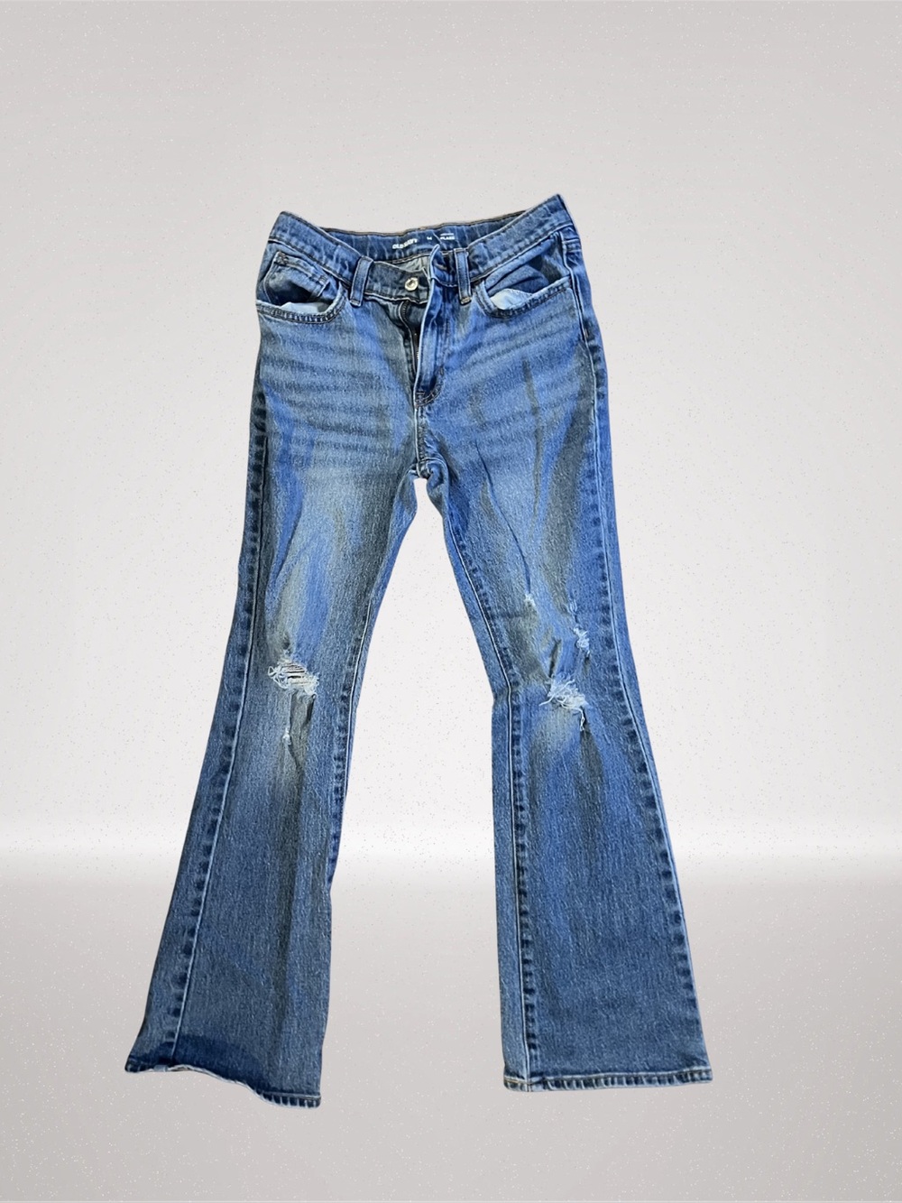 Old Navy Girls High Rise Flare Jeans Size 14 Blue Medium Wash Denim Pockets
